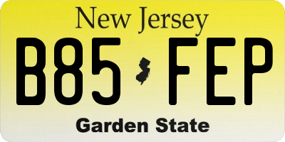 NJ license plate B85FEP