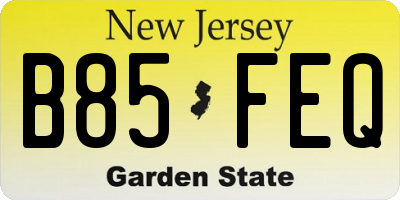 NJ license plate B85FEQ