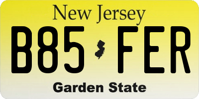 NJ license plate B85FER