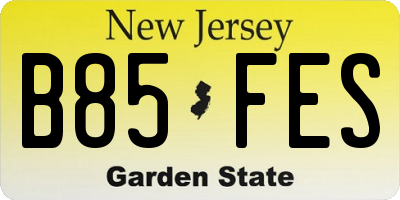 NJ license plate B85FES