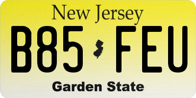 NJ license plate B85FEU