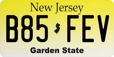 NJ license plate B85FEV
