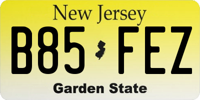 NJ license plate B85FEZ
