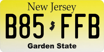 NJ license plate B85FFB