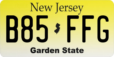 NJ license plate B85FFG