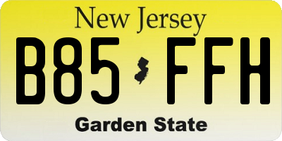NJ license plate B85FFH