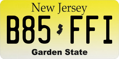 NJ license plate B85FFI