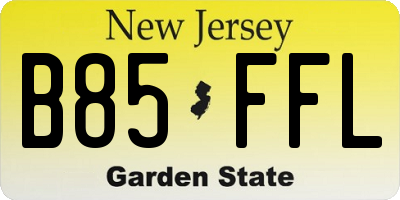 NJ license plate B85FFL