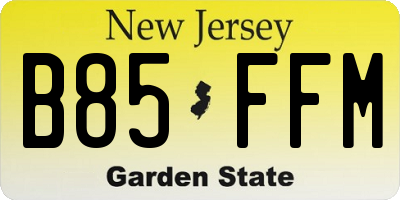 NJ license plate B85FFM