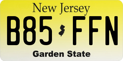 NJ license plate B85FFN