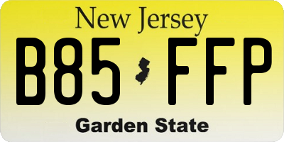 NJ license plate B85FFP