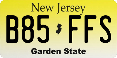 NJ license plate B85FFS