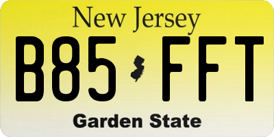 NJ license plate B85FFT