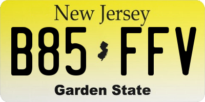 NJ license plate B85FFV