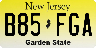 NJ license plate B85FGA