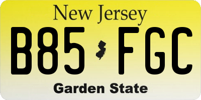NJ license plate B85FGC