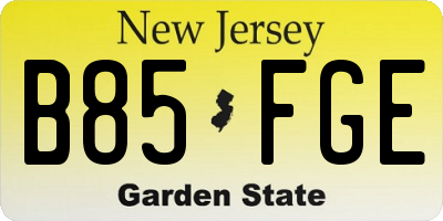 NJ license plate B85FGE