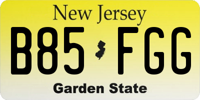 NJ license plate B85FGG