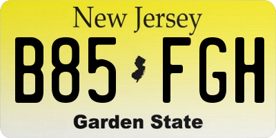 NJ license plate B85FGH