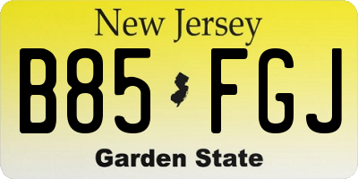 NJ license plate B85FGJ