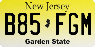NJ license plate B85FGM