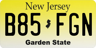 NJ license plate B85FGN