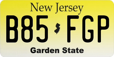 NJ license plate B85FGP