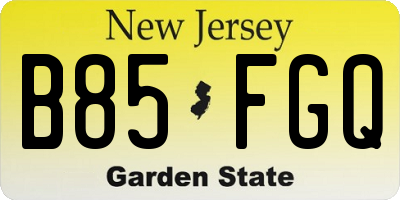 NJ license plate B85FGQ