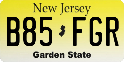 NJ license plate B85FGR