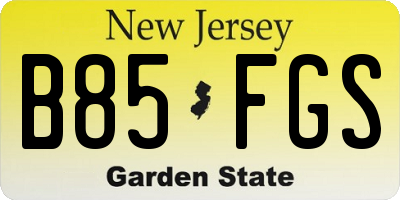 NJ license plate B85FGS