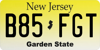 NJ license plate B85FGT