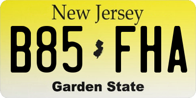 NJ license plate B85FHA