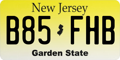 NJ license plate B85FHB