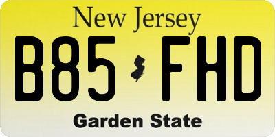 NJ license plate B85FHD