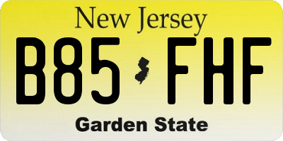 NJ license plate B85FHF