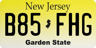 NJ license plate B85FHG
