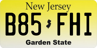 NJ license plate B85FHI