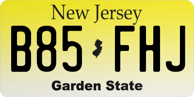 NJ license plate B85FHJ