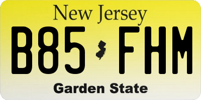 NJ license plate B85FHM