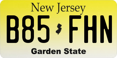 NJ license plate B85FHN