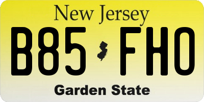 NJ license plate B85FHO