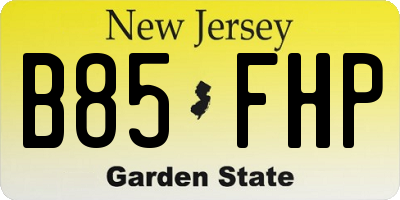 NJ license plate B85FHP