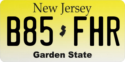 NJ license plate B85FHR