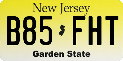 NJ license plate B85FHT