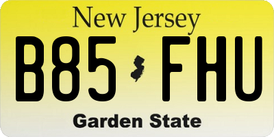 NJ license plate B85FHU