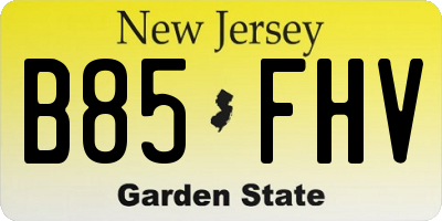 NJ license plate B85FHV