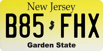 NJ license plate B85FHX