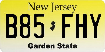 NJ license plate B85FHY