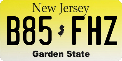 NJ license plate B85FHZ