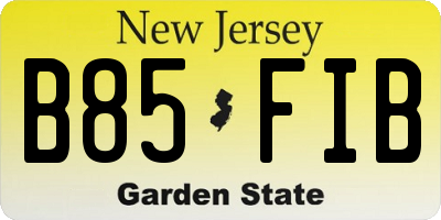NJ license plate B85FIB